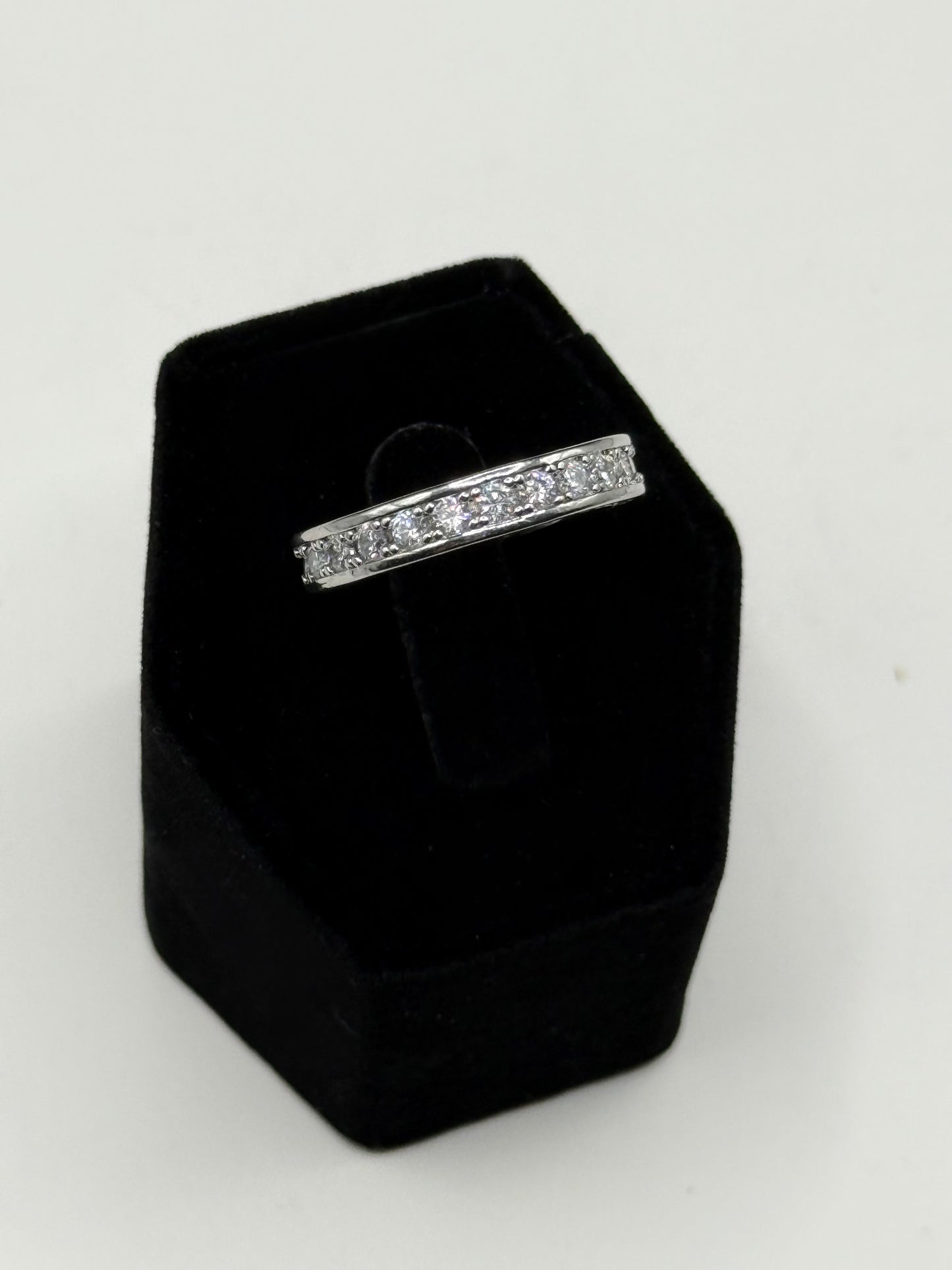 Elegant Silver Channel Ring with Cubic Zirconia