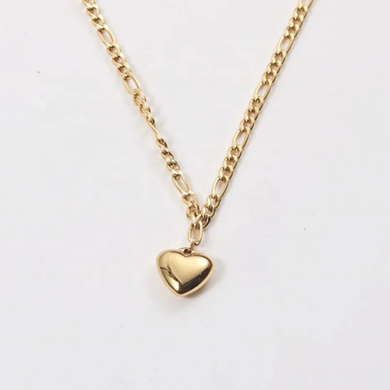 Elara Heart Pendant with Figaro Chain