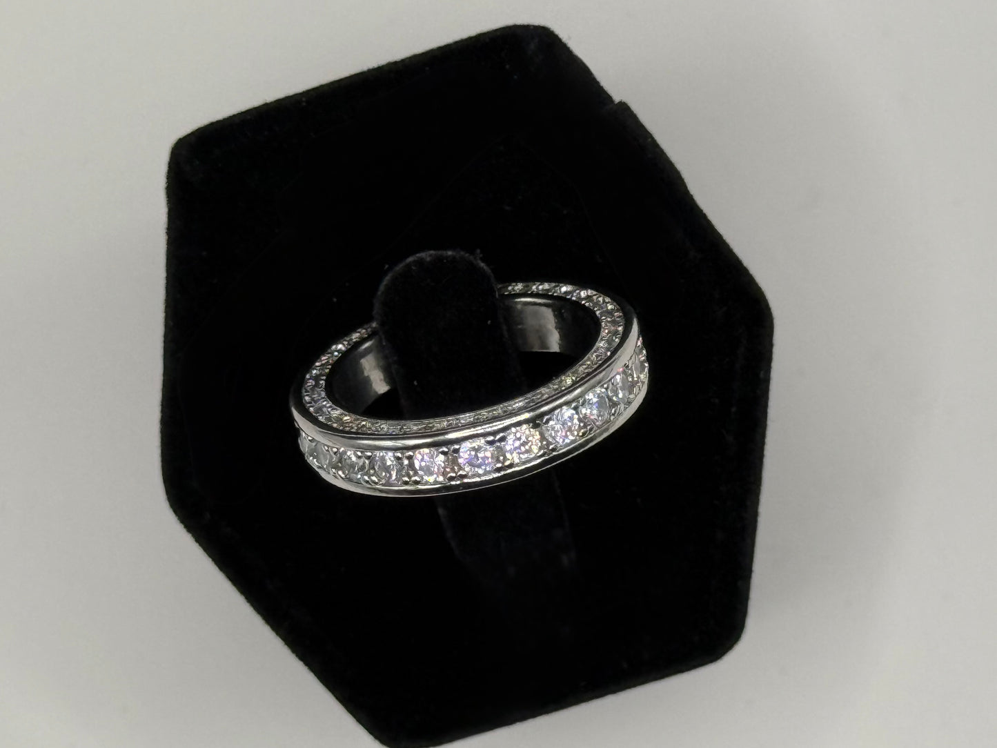 Elegant Silver Channel Ring with Cubic Zirconia