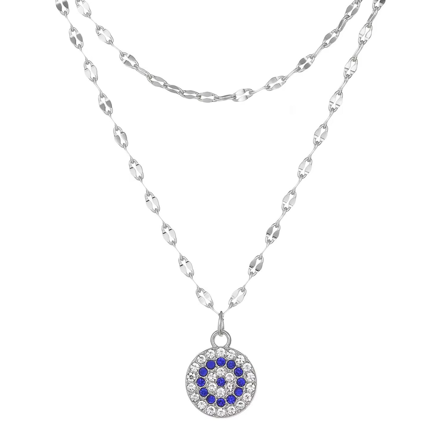 Silver-Plated  Eye Layered Necklace