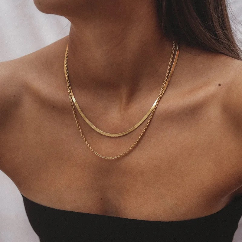 Elegant Gold Tiffany Layered Necklace - Tarnish-Free